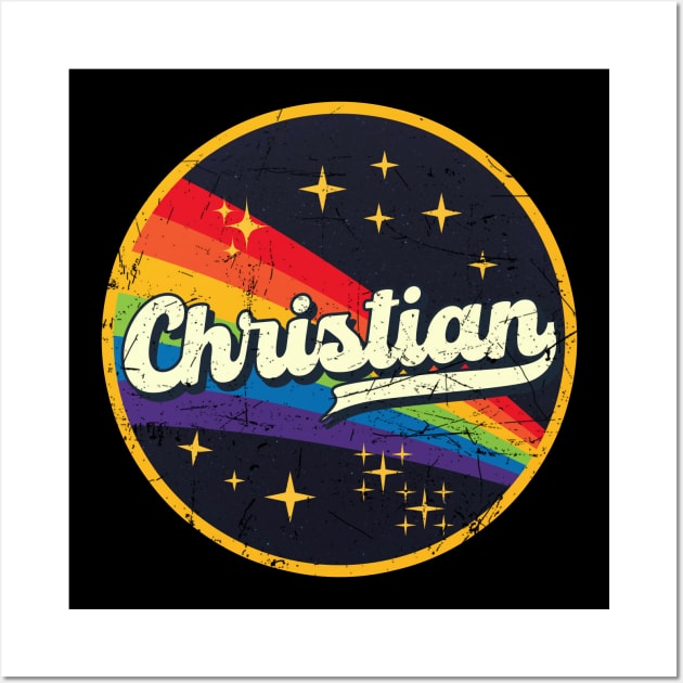 Christian // Rainbow In Space Vintage Grunge-Style Wall Art by LMW Art